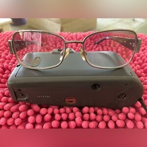 ANNE KLEIN NEW YORK Eyeglass Frames Arms Have Red Inlay Silver Frame/Accents